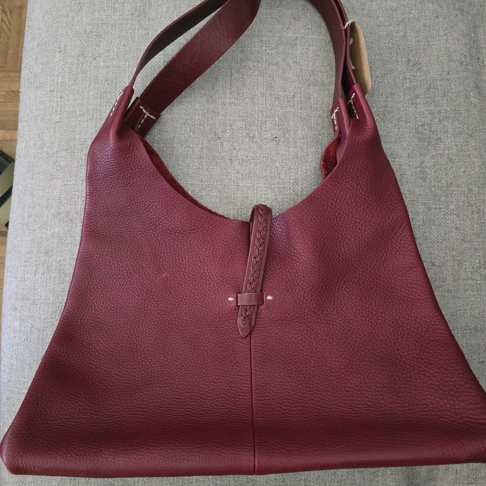 Enzo Angiolini Deep Red Leather Hobo Bag